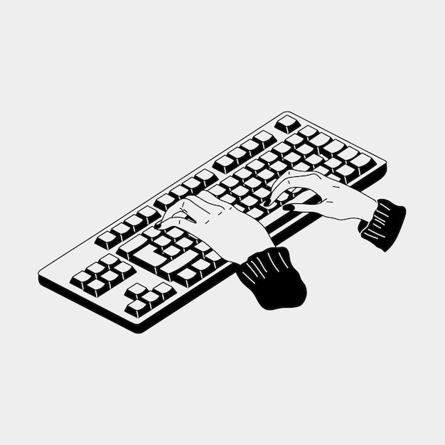 black and white female hands working on keyboard working studying work from home concept