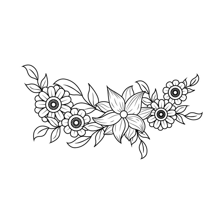 Black and white Floral design vector in illustration