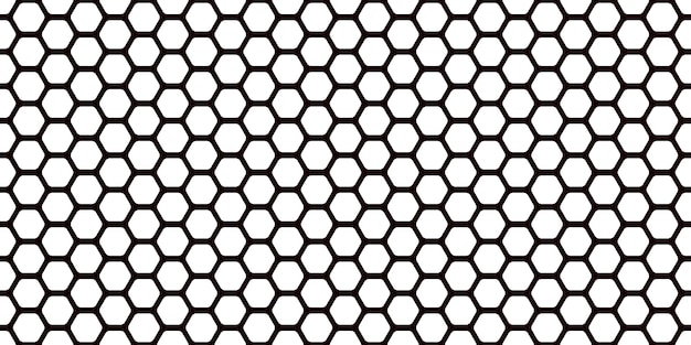 Black and white honeycomb simple seamless pattern with regular rounded hive cell texture