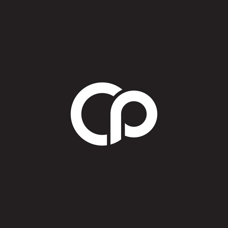 Vector black and white logo with the letter c in white