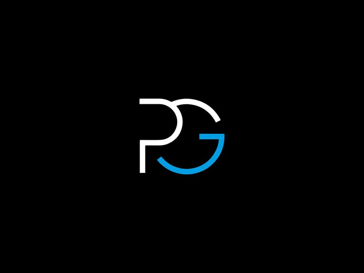 Vector black and white logo with the title pg