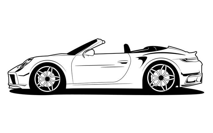 Black and white luxurious car illustration