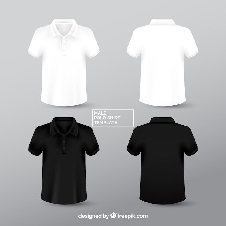 Vector black and white male polo shirt templante