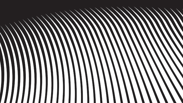 black and white oblique curved lines background vector image for backdrop or presentation
