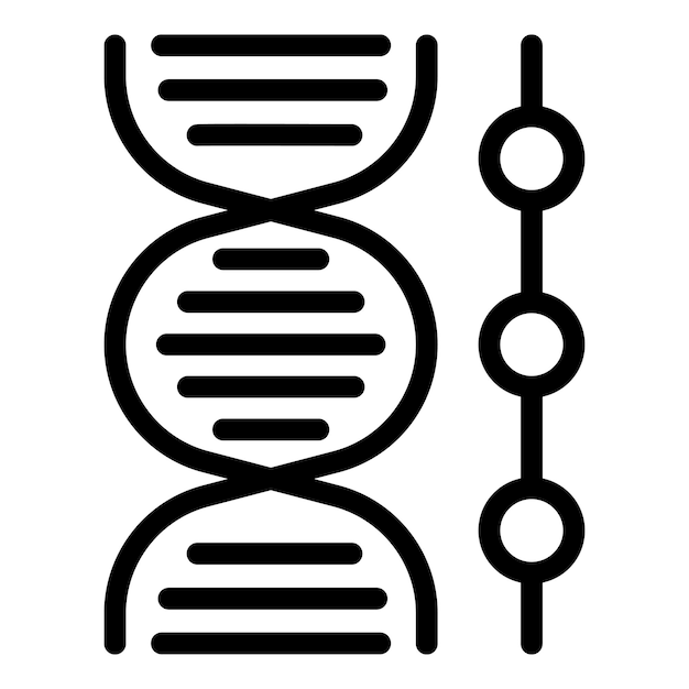 black and white vector icon of a dna double helix structure ideal for scientific themes