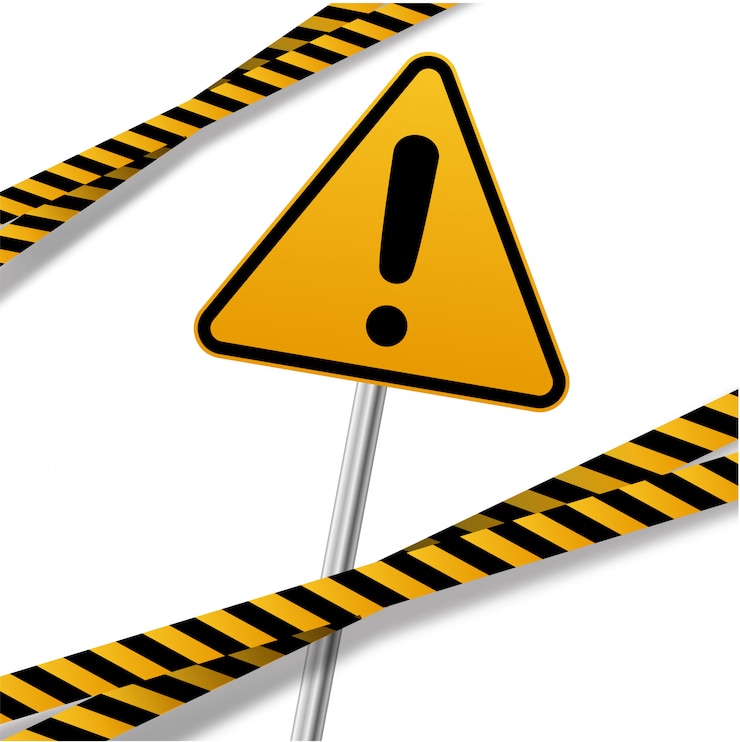 Vector black and yellow stripes with danger signs.