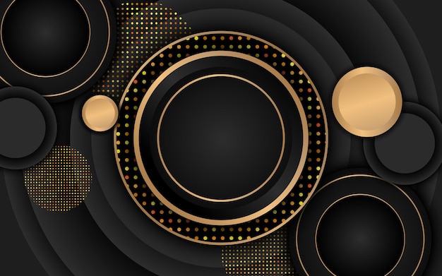 Black backgrounds with circle frames and golden pattern