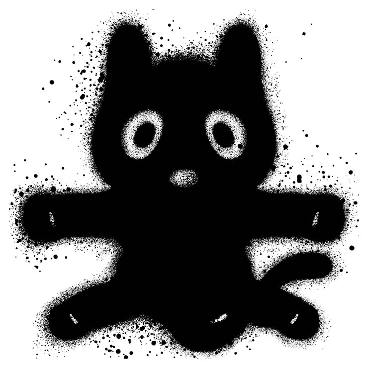 Vector black cat graffiti with black spray paint vector illustration