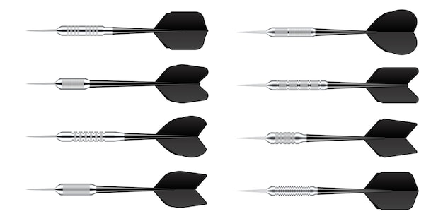 black dart arrows with metal tip isolated on white background dart throwing sport game dartboard