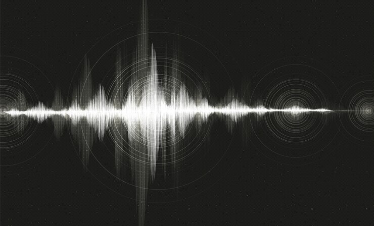 Vector black digital sound wave background 