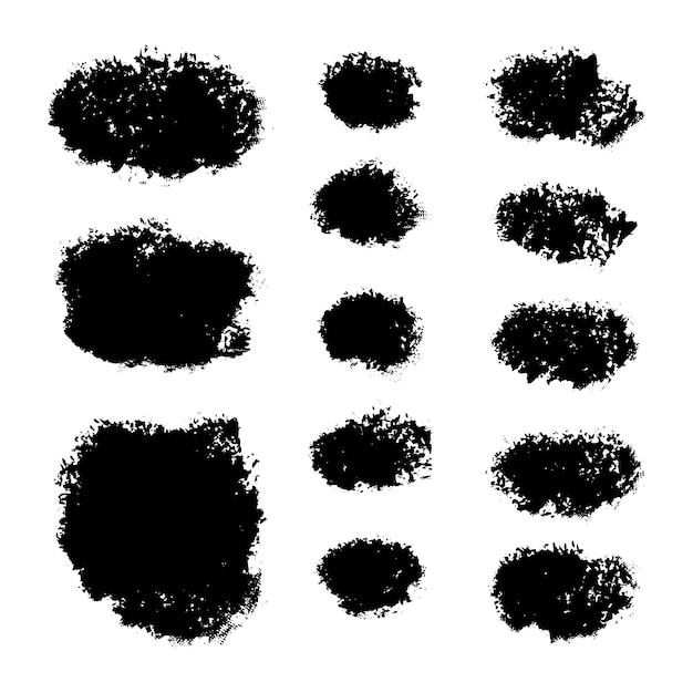 Black Distress Brushes Grunge Texture Splash Banner vector illustration