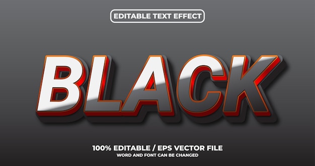 Black editable text effect