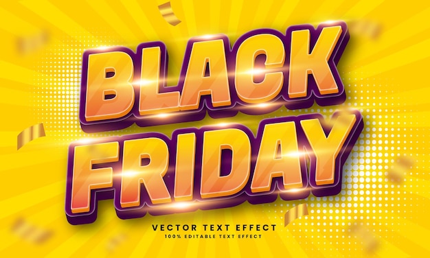 black friday 3d editable text effect premium vector with background