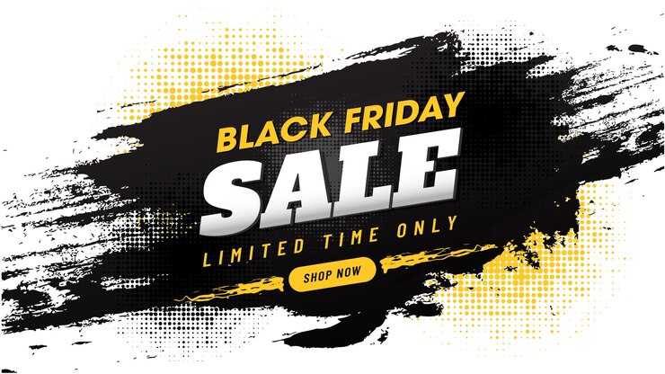 Vector black friday sale banner design with brush stroke