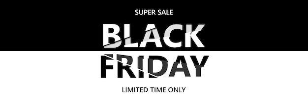 black friday sale banner. modern minimal design with black and white typography