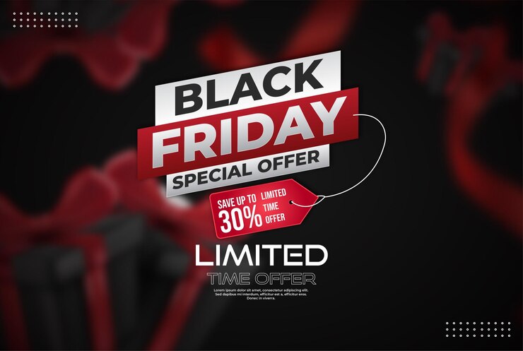 Vector black friday super sale realistic black gifts boxes