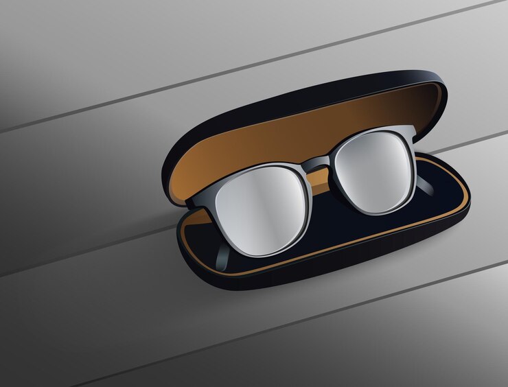 Black glasses in the black background