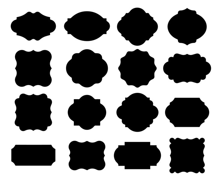 Black labels vector graphics illustration