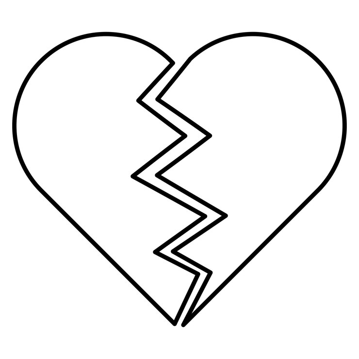 Black line broken heart