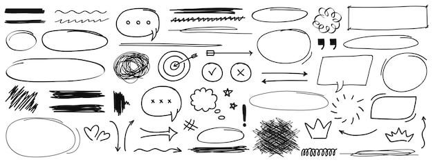 Black marker scribble collection Vector illustration