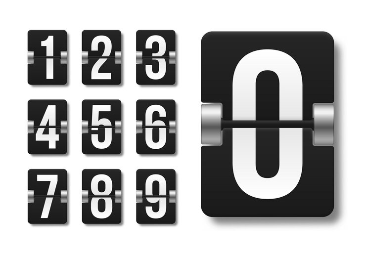 Vector black mechanical scoreboard with different numbers illustration design