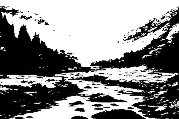 black mountain texture on white background