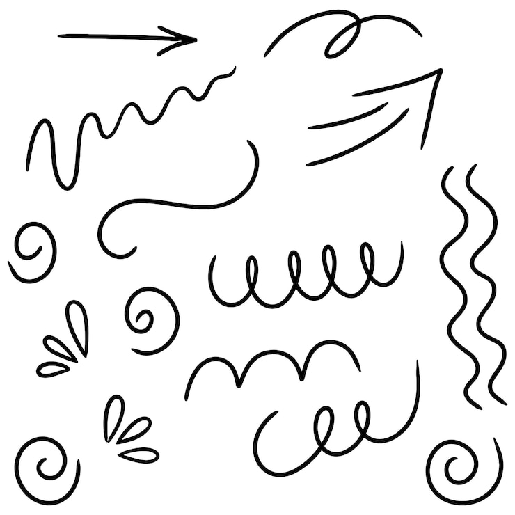 Vector black outline arrows set vector design elements on white background