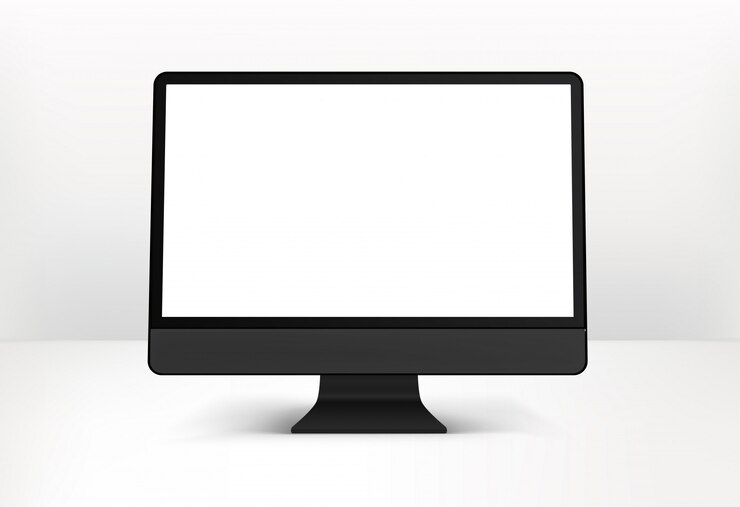 Vector black personal computer isolated on bright background. realistic and detailed  