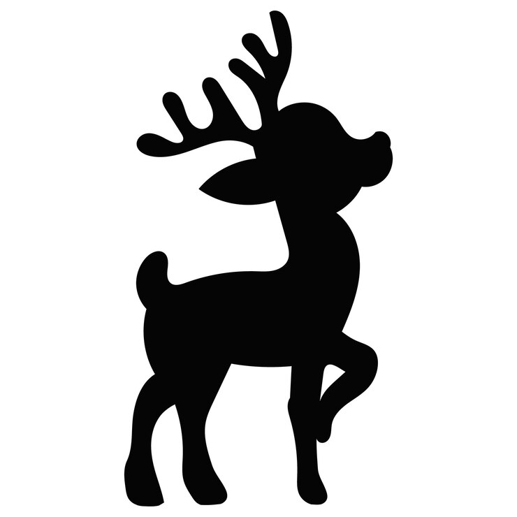 Vector black silhouette deer with antlers vector