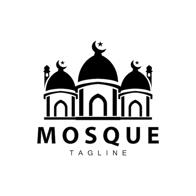 Black silhouette design of Islamic place of worship simple modern minimalist mosque logo template
