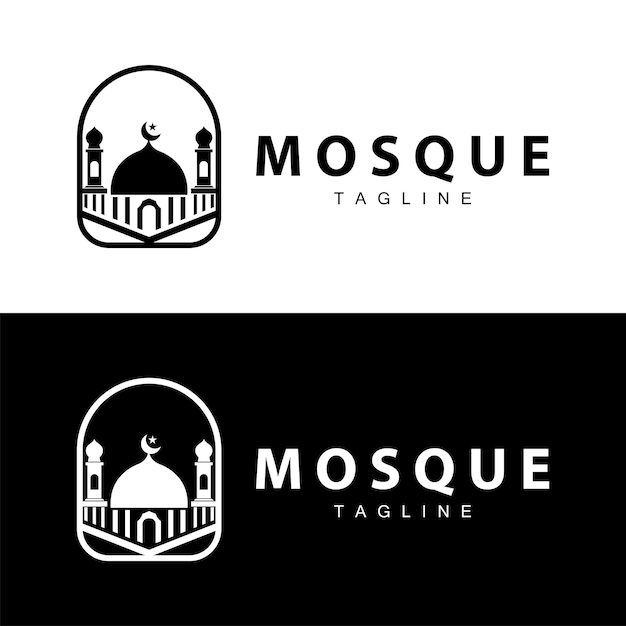 Black silhouette design of Islamic place of worship simple modern minimalist mosque logo template