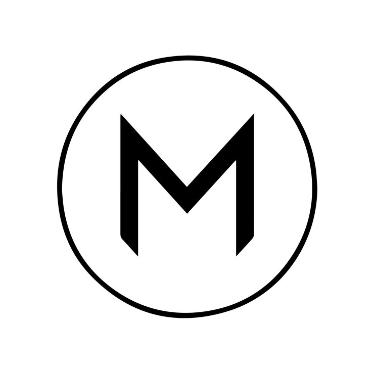 Black silhouette logo design of the letter M with a white background logotype vector illustration