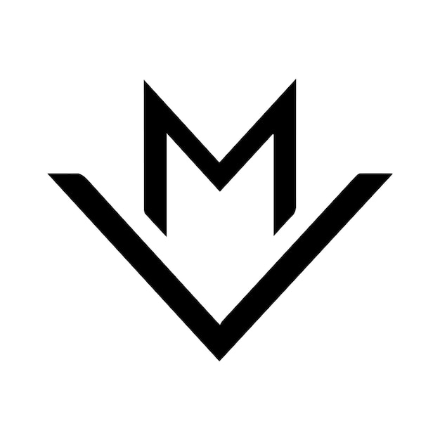 black silhouette logo design of the letter m with a white background logotype vector illustration