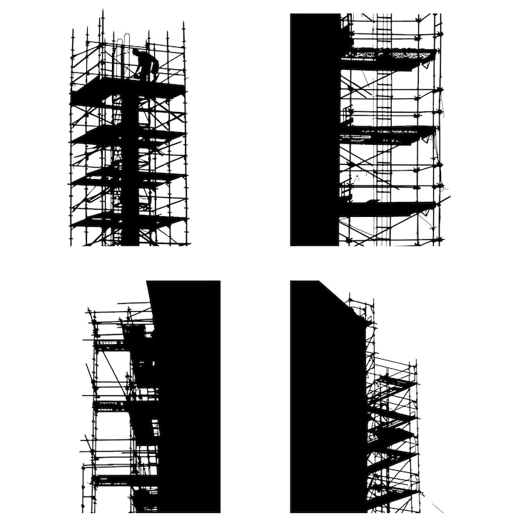 Vector black silhouette of a scaffold set