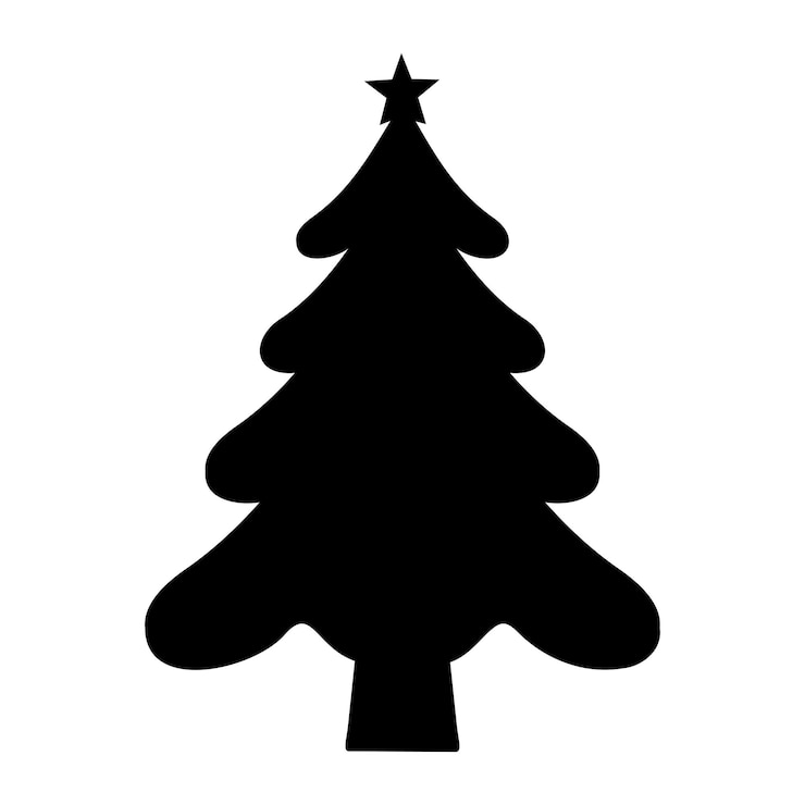 Black silhouette of Christmas tree Fir tree black icon isolated on white background