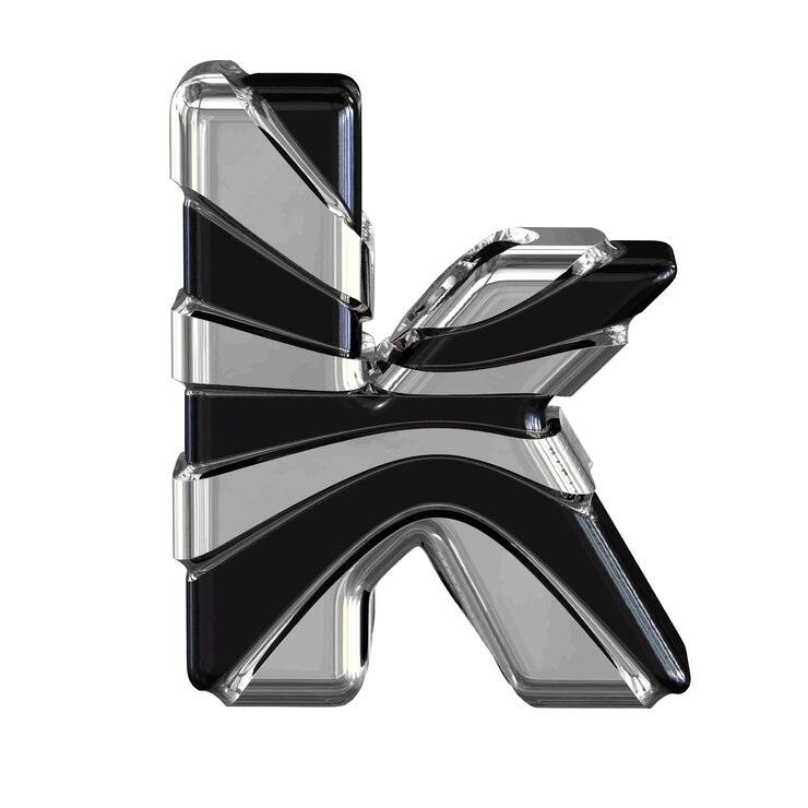 Vector black symbol with silver straps letter k