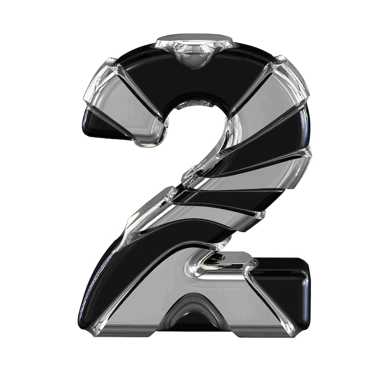 Vector black symbol with silver straps number 2