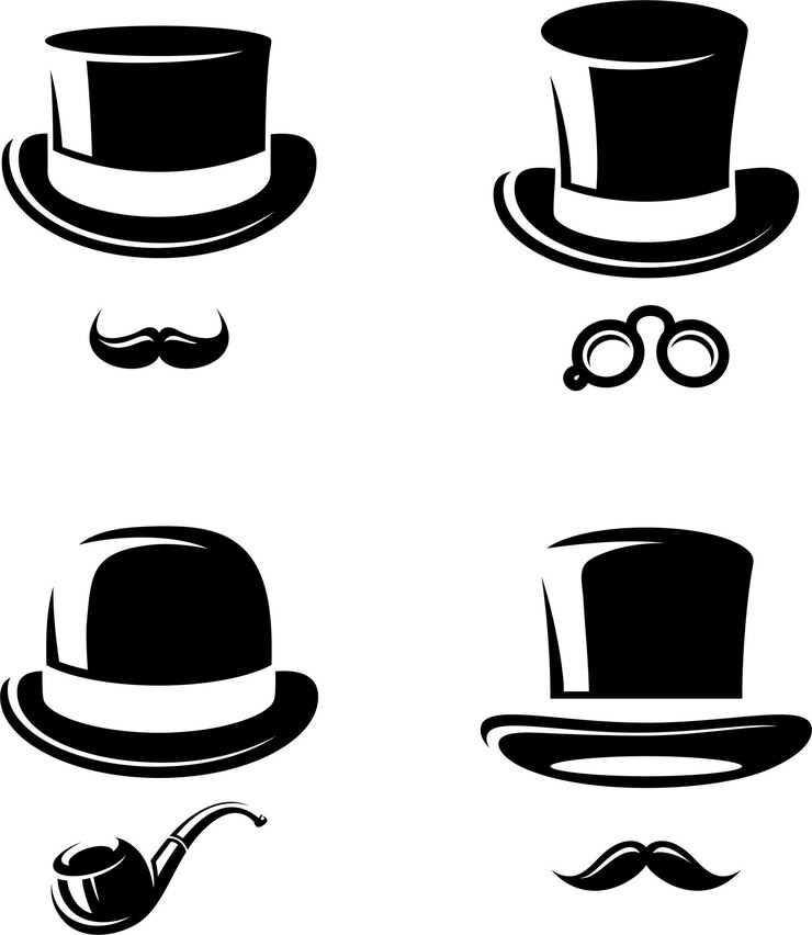 Vector black top hat set vector