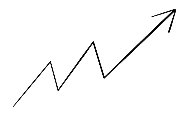 Black Upward Zigzag Arrow on White Background