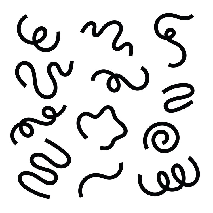 Vector black wiggly squiggly hand drawn line illustration