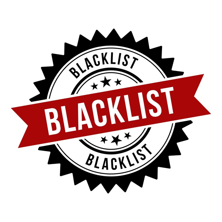 Vector blacklist stampblacklist round sign with ribbon