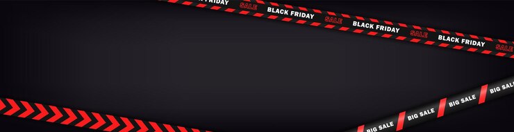 Vector blank header with crossed sale ribbons for black friday black panoramic banner with discount stripes