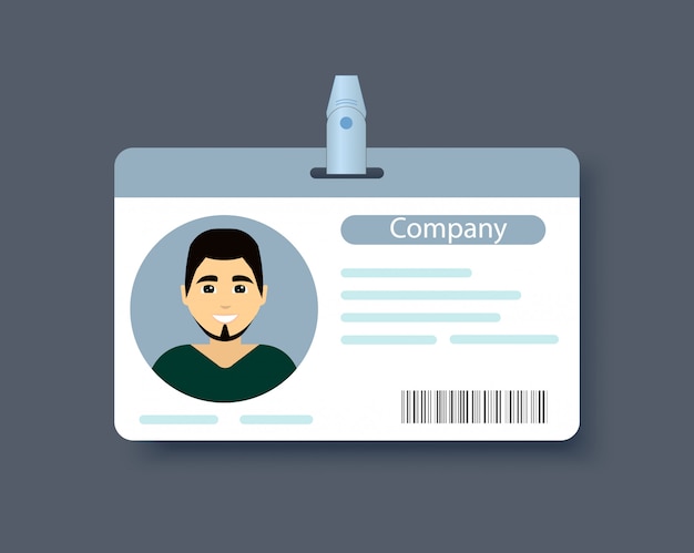blank id badge, name tag holder with avatar.
