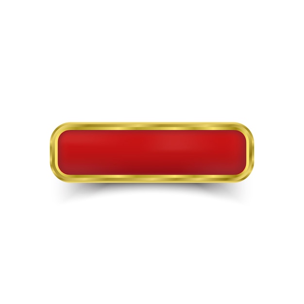 blank red gold square button interface in transparent background
