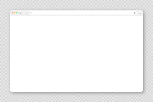 Blank web browser window with toolbar and search field modern website internet page in flat style