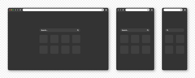 blank web browser window with toolbar and search field modern website internet page in flat style