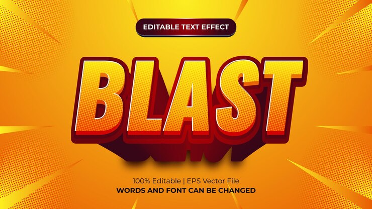 Blast editable 3d text effect or graphic style Premium Vector
