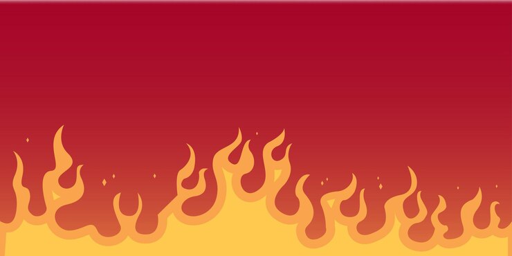 Blazing fire in red background