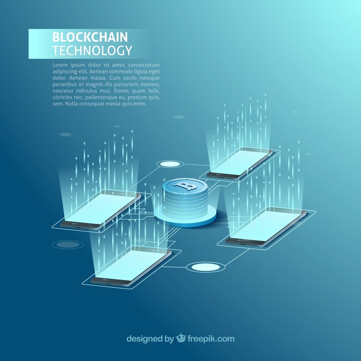 Vector blockchain concept for landing page