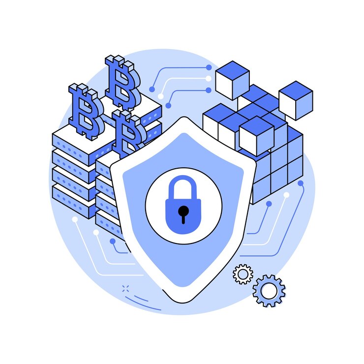 Vector blockchain cybersecurity isolated cartoon vector illustrations